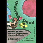 Reonegro Grateful Dead 2/21/1993 Oakland Backstage Pass