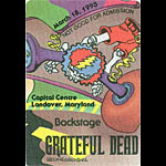 Reonegro Grateful Dead 3/18/1993 Washington DC Backstage Pass