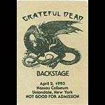 Grateful Dead 4/2/1993 Uniondale NY Backstage Pass