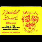 Bill Kreutzmann Grateful Dead 6/8/1993 Auburn Hills MI Backstage Pass