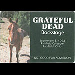 Grateful Dead 9/8/1993 Richfield OH Backstage Pass