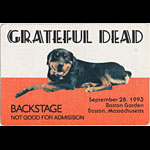 Grateful Dead 9/28/1993 Boston Rottweiler Backstage Pass