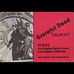 Grateful Dead 12/8/1993 Los Angeles Backstage Pass