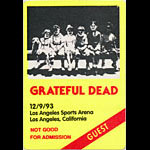 Grateful Dead 12/9/1993 Los Angeles Backstage Pass