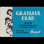 Grateful Dead 12/10/1993 Los Angeles Backstage Pass