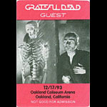 Grateful Dead 12/17/1993 Oakland Backstage Pass