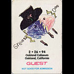 Jerry Garcia Grateful Dead 2/26/1994 Oakland Backstage Pass