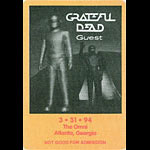 Grateful Dead 3/31/1994 Atlanta Backstage Pass