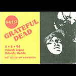 Grateful Dead 4/4/1994 Orlando Backstage Pass
