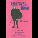 Grateful Dead 4/6/1994 Miami Backstage Pass