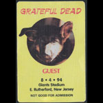 Grateful Dead 8/4/1994 NY Giants Stadium Backstage Pass