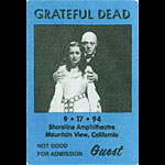 Grateful Dead 9/17/1994 Mountain View CA Backstage Pass