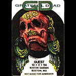 Reonegro Grateful Dead 10/2/1994 Boston Backstage Pass