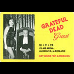 Grateful Dead 10/9/1994 Washington DC Backstage Pass