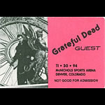 Grateful Dead 11/30/1994 Denver Backstage Pass