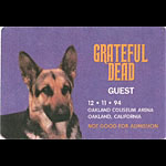 Grateful Dead 12/11/1994 Oakland Backstage Pass