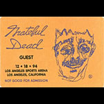 Bill Kreutzmann Grateful Dead 12/18/1994 Los Angeles Backstage Pass