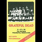 Grateful Dead 3/17/1995 Philadelphia Backstage Pass