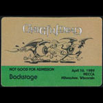 Rick Griffin Grateful Dead 4/16/1989 Milwaukee Backstage Pass
