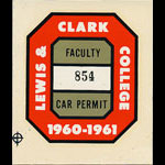Lewis and Clark College 1960-1961 Faculty Car Permit Decal