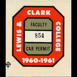 Lewis and Clark College 1960-1961 Faculty Car Permit Decal