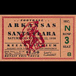 1938 Arkansas vs Santa Clara Football Ticket