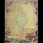 Rick Shubb Humbead's Revised Map of the World 1970 Hippie Counterculture Map Poster