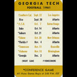 Georgia Tech 1961 Pocket College Football Schedule