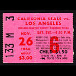 1966 California Seals vs. Los Angeles Blades Hockey Ticket