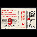 1966 California Seals vs. Vancouver Canucks Hockey Ticket