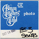 Allman Brothers Band 1991 Blue Photo Backstage Pass