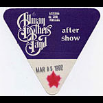 Allman Brothers Band 1992 Purple After Show Backstage Pass