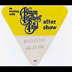 Allman Brothers Band 1992 Yellow After Show Backstage Pass