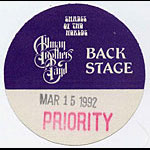 Allman Brothers Band 1992 Purple Backstage Backstage Pass