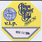 Allman Brothers Band 1994 Yellow VIP Backstage Pass