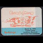 Rick Griffin Grateful Dead 3/16/1990 Washington DC Backstage Pass