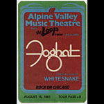 Foghat 1981 Tour Backstage Pass