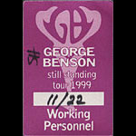 George Benson Still Standing Tour 1999 Backstage Pass