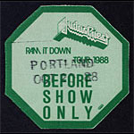 Judas Priest Ram It Down Tour 1988 Backstage Pass